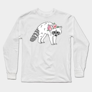 White peony raccoon Long Sleeve T-Shirt